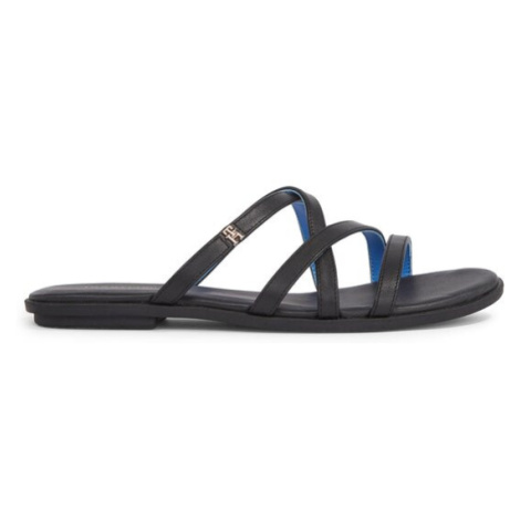 Tommy Hilfiger Šľapky Th Strap Flat Sandal FW0FW08067 Čierna