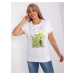 White and light green plus size printed blouse