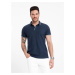 Ombre Men's pique knit polo shirt without buttons - navy blue