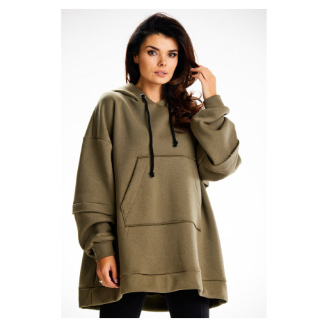 Hrejivá oversize mikina Infinite You M332 Khaki Khaki