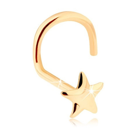 Zlatý piercing do nosa 585 - lesklá päťcípa hviezdička