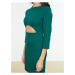 Zelené puzdrové šaty s prestrihom Trendyol