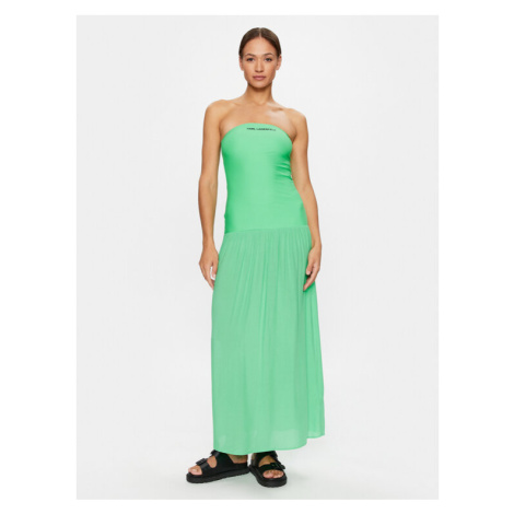 KARL LAGERFELD Letné šaty Straples Beach Dress 231W2206 Zelená Regular Fit