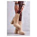 Women's suede boots on high heel Light beige Ramira