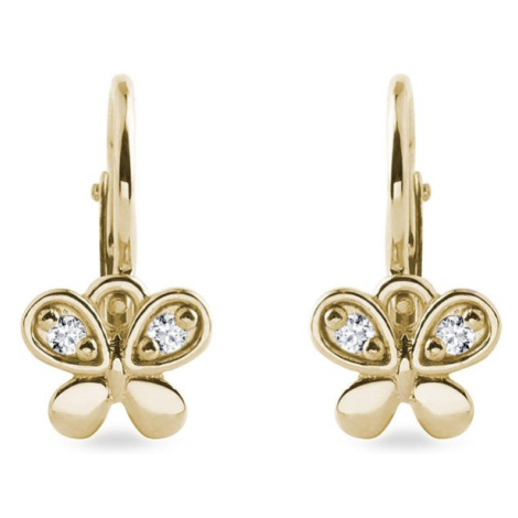Detské náušnice motýle zo žltého zlata KLENOTA