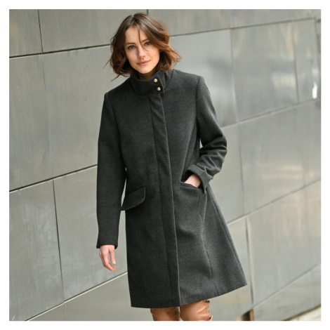 Blancheporte Kabát na zips s vlneným vzhľadom antracitový melír