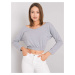 RUE PARIS Grey melange blouse with long sleeves