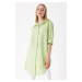 Bigdart 5885 Long Linen Shirt - Blue Green