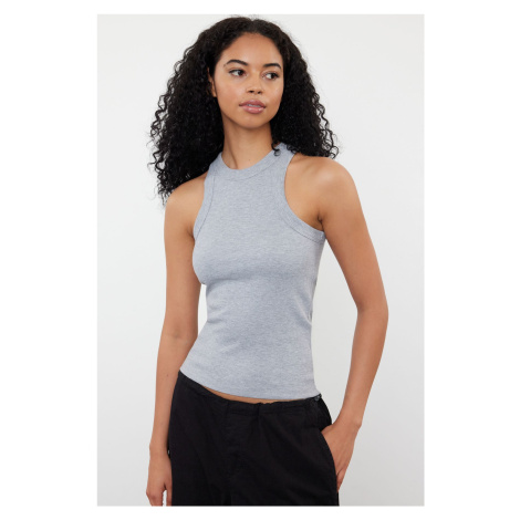 Trendyol Gray Melange Halter Neck Fitted Regular Length Ribbed Flexible Knitted Undershirt