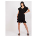 Black cotton casual dress with frill