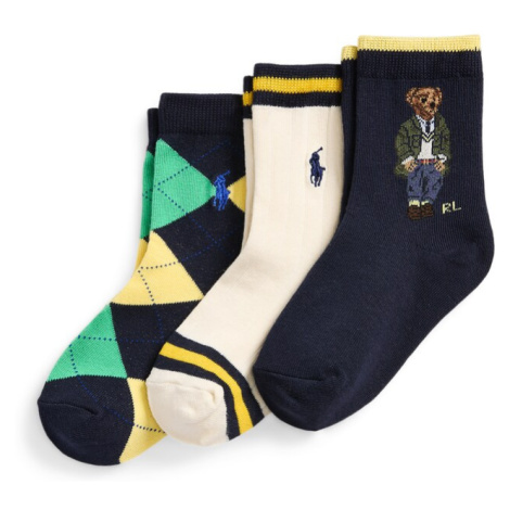 Polo Ralph Lauren Ponožky  námornícka modrá / žltá / zelená melírovaná / biela ako vlna
