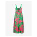 Zeleno-ružové dámske vzorované šaty Desigual Damila