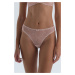 Dagi Dark Pink Lace Detailed Patterned Tulle Thong