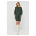 Vlnené šaty Armani Exchange zelená farba, mini, oversize