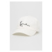 Bavlnená čiapka Karl Kani KKMACCQ12121WHT-white, biela farba, s nášivkou