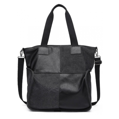 KONO dámska maxi taška na rameno s kontrastnými panelmi EH2221 - 25L - čierna