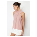 Trendyol Pink Collar Detailed Smart Crepe Knitted Blouse