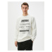 Koton Slogan Printed Sweatshirt Asian Themed Crew Neck