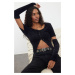 Trendyol Black Crop Fuzzy Knitted Cardigan