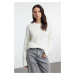 Trendyol Ecru Soft Texture Stone Embroidered Knitwear Sweater