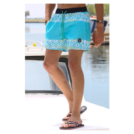 Madmext Green Patterned Pocketed Swim Shorts 5788