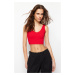 Trendyol Red Ribbed V-Neck Super Crop Stretchy Knitted Undershirt