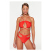 Trendyol Red Halterneck Bikini Top s doplnkami