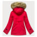 Červená dámska zimná bunda s kapucňou (J9-066)