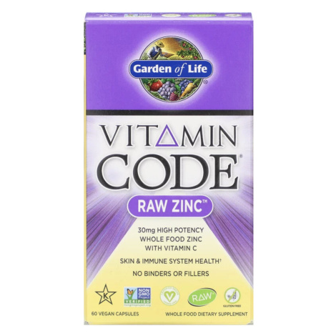 Garden of Life Vitamín Code RAW Zinc 30 mg (zinok + vitamín C) - 60 kapsúl