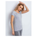 Gray T-shirt with an application and slits