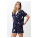 Trendyol Navy Blue Galaxy Patterned Viscose Woven Pajama Set