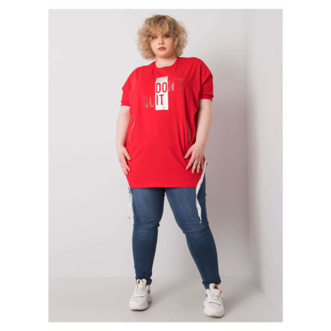 Red blouse plus size with inscription