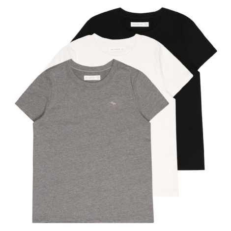 Abercrombie & Fitch Tričko  sivá melírovaná / čierna / biela