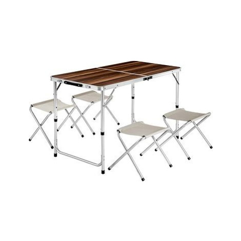 Kempingová súprava stola a lavice skladacia biela