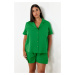 Trendyol Curve Green Shirt Collar Woven Pajama Set