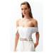 Trendyol White Carmen Collar Woven Bustier