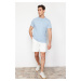 Trendyol Blue Regular/Normal Cut Collar Buttoned Basic T-shirt