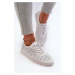 Women's leather sneakers with openwork pattern, white Ilvima