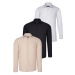 TRIPLE SET G726 DEWBERRY SHIRT-BLACK-WHITE-BEIGE