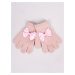 Yoclub Kids's Girls' Five-Finger Gloves With Bow RED-0070G-AA50-007