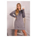 Velor dress with a hood of gray color