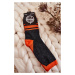 Women's two-tone striped socks Graphite-orange