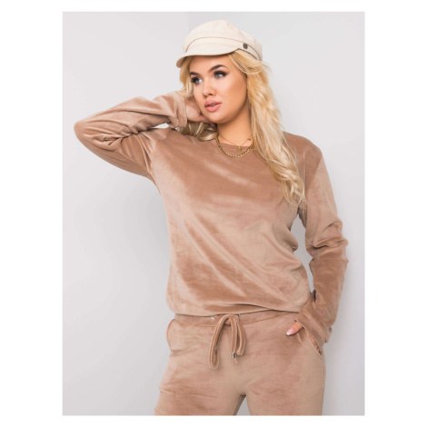 Beige velour set in plus size