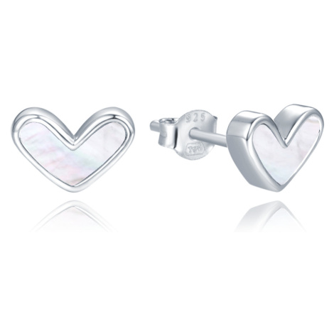 MINET Strieborné náušnice srdce s bielou perlou JMAS0251SE00