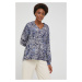 Košeľa Answear Lab dámska, tmavomodrá farba, voľný strih, s klasickým golierom