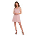 šaty áčkového střihu s mašlí krepová růžová model 17194436 - Makover