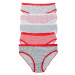 White and red women's printed panties, 5-pack