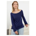 Trendyol Navy Blue Transparent Fine Knitwear Sweater