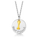 Strieborný náhrdelník 925 - plochý krúžok, nápis "Best Friends ", psia kostička v zlatej farbe