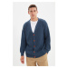 Trendyol Indigo Regular Fit Wool V Neck Basic Knitwear Cardigan